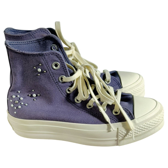 Converse Chuck Taylor All Star Lift Platform Sneakers Wmn's Sz 6.5 Purple Beaded - Picture 10 of 16